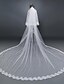 cheap Wedding Veils-Two-tier Lace Applique Edge Wedding Veil Elbow Veils / Cathedral Veils with Appliques Lace / Tulle / Classic