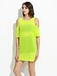 cheap Plus Size Dresses-Women&#039;s Off Shoulder Daily Plus Size Casual Street chic Mini Loose Dress - Solid Colored Cut Out Summer Yellow XL XXL XXXL