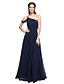 cheap Bridesmaid Dresses-A-Line Bridesmaid Dress One Shoulder Sleeveless Elegant Floor Length Chiffon with Pleats 2022