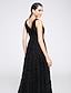 billige Aftenkjoler-a-linje utskåret kjole formell kveld gulvlengde ermeløs v-hals tyll med blomst 2023