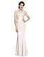 cheap Mother of the Bride Dresses-Mermaid / Trumpet V Neck Ankle Length Charmeuse Mother of the Bride Dress with Lace by LAN TING BRIDE®