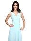 cheap Bridesmaid Dresses-Sheath / Column Bridesmaid Dress V Neck Sleeveless Elegant Floor Length Chiffon with Criss Cross / Side Draping 2022