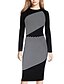 Χαμηλού Κόστους Φορέματα Μεγάλα Μεγέθη-Γυναικεία Εφαρμοστό Μακρυμάνικο Patchwork Άνοιξη Μεγάλα Μεγέθη Καθημερινό Βαμβάκι πρόστιμο Stripe Μαύρο Τ M L XL XXL 3XL 4XL 5XL