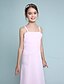 Χαμηλού Κόστους Φορέματα για παρανυφάκια-Ίσια Γραμμή Λεπτές Τιράντες Μακρύ Σιφόν Φόρεμα Νεαρών Παρανύμφων με Πλαϊνό ντραπέ / Βολάν με LAN TING BRIDE®