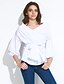 cheap Plus Size Tops-Women&#039;s Shirt Solid Colored V Neck Wine Light Blue White Daily Going out Clothing Apparel Cotton / Long Sleeve