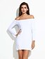 cheap Mini Dresses-Women&#039;s Off Shoulder Party Mini Bodycon Dress - Solid Colored Split Off Shoulder Fall White Black S M L