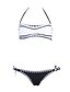 tanie Bikini-Damskie Bandeau (opaska na biust) Bikini Kostium kąpielowy Kolorowy blok Halter Stroje kąpielowe Kostiumy kąpielowe Biały / Seksowny
