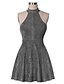cheap Women&#039;s Dresses-Women&#039;s Sheath Dress - Sleeveless Solid Colored All Seasons Crew Neck Vintage Party Lace up Gray