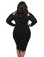 cheap Plus Size Casual Dresses-Women&#039;s Bodycon Sheath Dress Knee Length Dress Black Blue Purple Wine Coffee Long Sleeve Solid Colored Cut Out Fall Spring Round Neck Skinny Cut Out L XL XXL 3XL 4XL / Plus Size / Plus Size