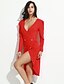 cheap Women&#039;s Dresses-Women&#039;s Bodycon Long Sleeve Solid Colored Backless Spring Fall Deep V Streetwear Party Belt Not Included Black Red S M L XL / Asymmetrical
