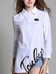 baratos Blusas de mulher-Mulheres Camisa Social - Para Noite Moda de Rua / Sofisticado Estampado Colarinho de Camisa Branco / Primavera / Outono