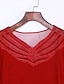 halpa Pluskokoiset hihattomat yläosat-Naisten T-paita Yhtenäinen Pluskoko V kaula-aukko Päivittäin Pitsi Pitkähihainen Topit Musta Pinkki Punainen