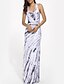 cheap Women&#039;s Dresses-Women&#039;s Bodycon Sheath Dress Maxi long Dress White Sleeveless Abstract Print Summer U Neck Boho Party Skinny S M L XL