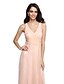 cheap Bridesmaid Dresses-Sheath / Column V Neck Floor Length Lace / Tulle Bridesmaid Dress with Criss Cross / Ruched by LAN TING BRIDE®