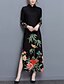 cheap Plus Size Dresses-Women&#039;s Going out Plus Size Vintage Maxi Sheath Dress - Print Stand Spring Black Red