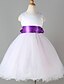 cheap Cufflinks-Princess Tea Length Flower Girl Dress - Polyester / Tulle Sleeveless Jewel Neck with Sash / Ribbon by
