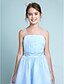 cheap Junior Bridesmaid Dresses-Ball Gown Straps Knee Length Satin / Tulle Junior Bridesmaid Dress with Sash / Ribbon / Beading / Ruffles