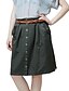 cheap Women&#039;s Skirts-Women&#039;s Casual / Daily Plus Size Cotton A Line Skirts - Solid Colored Light gray Green