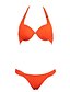ieftine Bikini-Pentru femei Solid Halter Portocaliu Albastru Bikini Costume de Baie - Mată S M L Portocaliu / Sutiene cu Întăritură / Sutiene Fără Burete / Sexy