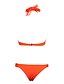cheap Bikinis-Women&#039;s Solid Halter Neck Orange Blue Bikini Swimwear - Solid Colored S M L Orange / Underwire Bra / Padless / Sexy