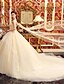 billige Brudekjoler-Balkjole Illusion Neckline Katedralslæb Tyl Made-To-Measure Brudekjoler med Perlearbejde / Bælte / bånd ved / Bryllupskjoler i Farve