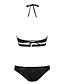 billige Bikinier-Dame Solid Sport Udskæringer Grime Sort Bikini Badetøj - Ensfarvet S M L Sort / Push-up