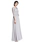 cheap Mother of the Bride Dresses-Sheath / Column Mother of the Bride Dress Plus Size Elegant Scoop Neck Ankle Length Chiffon Floral Lace 3/4 Length Sleeve with Lace 2022