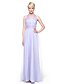 cheap Bridesmaid Dresses-Sheath / Column Strapless Floor Length Lace Tulle Bridesmaid Dress with Appliques Pleats by LAN TING BRIDE®