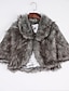 billige Pelse og læder til kvinder-Dame Vinter Cloak / Capes I-byen-tøj Mode Ensfarvet Sølv En Størrelse