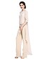 cheap Mother of the Bride Dresses-Sheath / Column Jewel Neck Ankle Length Chiffon Mother of the Bride Dress with Pleats by LAN TING BRIDE®