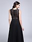 cheap Evening Dresses-A-Line See Through Formal Evening Dress Illusion Neck Sleeveless Floor Length Chiffon Sheer Lace with Beading Appliques 2021