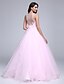 cheap Evening Dresses-Ball Gown Formal Evening Dress V Neck Sleeveless Floor Length Tulle with Beading Flower 2022