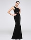 cheap Special Occasion Dresses-Mermaid / Trumpet Minimalist Dress Holiday Cocktail Party Floor Length Sleeveless Cross Front Jersey with Lace 2024