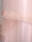 Χαμηλού Κόστους Βραδινά Φορέματα-a-line see through prom επίσημο βραδινό φόρεμα ψευδαίσθηση λαιμόκοψη κοντό μανίκι / πινέλο τρενάκι τούλι με απλικέ παγιέτες