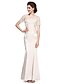 cheap Mother of the Bride Dresses-Mermaid / Trumpet V Neck Ankle Length Charmeuse Mother of the Bride Dress with Lace by LAN TING BRIDE®