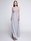 cheap Bridesmaid Dresses-Sheath / Column Bridesmaid Dress V Neck Sleeveless Color Block Ankle Length Chiffon with Criss Cross