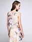 cheap Prom Dresses-Sheath / Column Floral Dress Wedding Guest Holiday Floor Length Sleeveless Jewel Neck Chiffon with Ruffles Pattern / Print 2024