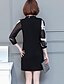 זול שמלות נשים-בגדי ריקוד נשים משוחרר שמלת מיני שחור שחור טלאים סתיו אביב עומד רגיל M L XL XXL 3XL 4XL / מידות גדולות / מידות גדולות