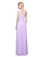 cheap Bridesmaid Dresses-Product Sample A-Line / Ball Gown One Shoulder Floor Length Chiffon / Lace Bridesmaid Dress with Sash / Ribbon / Pleats by LAN TING BRIDE® / See Through