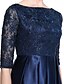 billige Kjoler til brudens mor-A-Line Mother of the Bride Dress Elegant Plus Size Bateau Neck Floor Length Lace Stretch Satin Half Sleeve No with Beading 2024