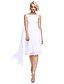 cheap Bridesmaid Dresses-A-Line Bridesmaid Dress Jewel Neck Sleeveless Knee Length Chiffon with Draping 2022