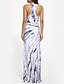cheap Women&#039;s Dresses-Women&#039;s Bodycon Sheath Dress Maxi long Dress White Sleeveless Abstract Print Summer U Neck Boho Party Skinny S M L XL