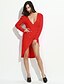 cheap Women&#039;s Dresses-Women&#039;s Bodycon Long Sleeve Solid Colored Backless Spring Fall Deep V Streetwear Party Belt Not Included Black Red S M L XL / Asymmetrical