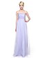 cheap Bridesmaid Dresses-Sheath / Column Strapless Floor Length Lace Tulle Bridesmaid Dress with Appliques Pleats by LAN TING BRIDE®