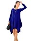cheap Women&#039;s Dresses-Women&#039;s Loose Long Sleeve Solid Colored Ruched Spring Fall Simple Casual / Daily Plus Size Loose Wine Black Blue Purple Army Green Royal Blue Gray / Asymmetrical