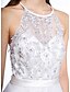 cheap Bridesmaid Dresses-A-Line Jewel Neck Floor Length Organza Bridesmaid Dress with Beading / Appliques / Sash / Ribbon by LAN TING BRIDE®