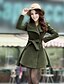 abordables Manteaux &amp; Trenchs Femme-Women&#039;s Coat Going out Work Fall Winter Spring Long Coat V Neck Regular Fit Fashion Modern Jacket Long Sleeve Solid Colored Army Green Pink Khaki