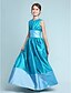 Χαμηλού Κόστους Φορέματα για παρανυφάκια-Πριγκίπισσα / Γραμμή Α Με Κόσμημα Μακρύ Ταφτάς Φόρεμα Νεαρών Παρανύμφων με Ζώνη / Κορδέλα / Που καλύπτει