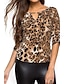 preiswerte Tops für Frauen in Übergrößen-Damen T Shirt Leopard Rundhalsausschnitt Leicht Braun Täglich Festtage Bekleidung Strassenmode / Sommer