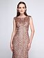 cheap Bridesmaid Dresses-Sheath / Column Scoop Neck Floor Length Sequined Bridesmaid Dress with Sequin by LAN TING BRIDE® / Sparkle &amp; Shine